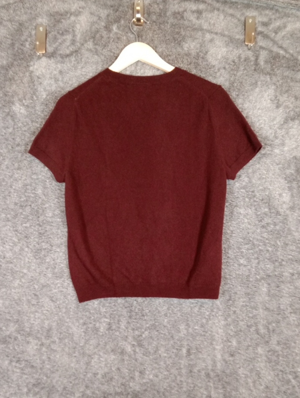 Quince Mongolian Cashmere Short Sleeve Burgundy Quiet Luxy Minimalist Sz LARGE View 4
